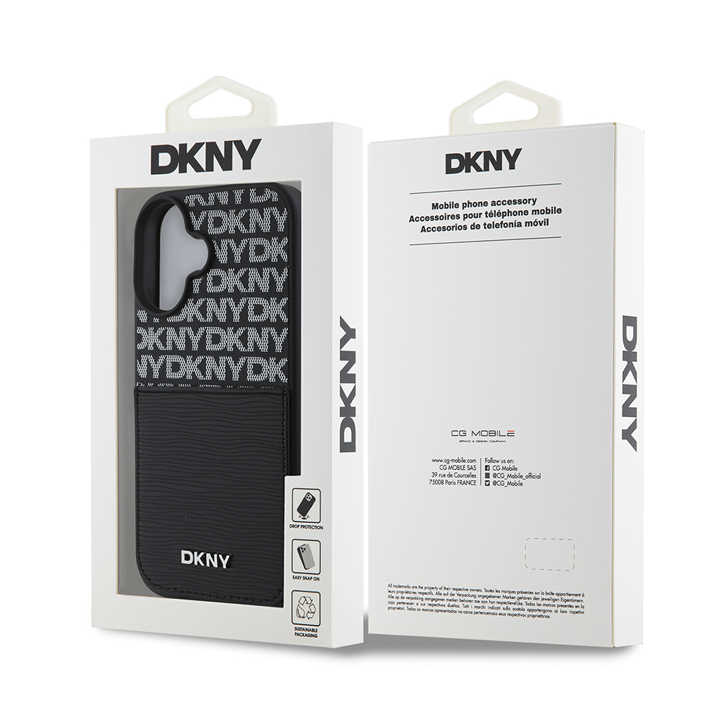 Apple iPhone 16 Uyumlu Kılıf DKNY Orjinal Lisanslı Kartlıklı 3D Yazılı Repeat Texture Pattern Kapak - 7
