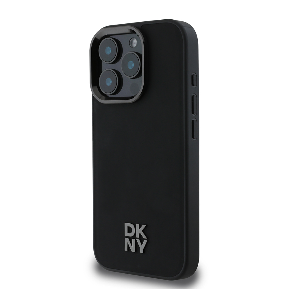 Apple iPhone 16 Pro Uyumlu Kılıf DKNY Orjinal Lisanslı Magsafe Şarj Özellikli Metal Logolu PU Deri Plain Kapak - 1