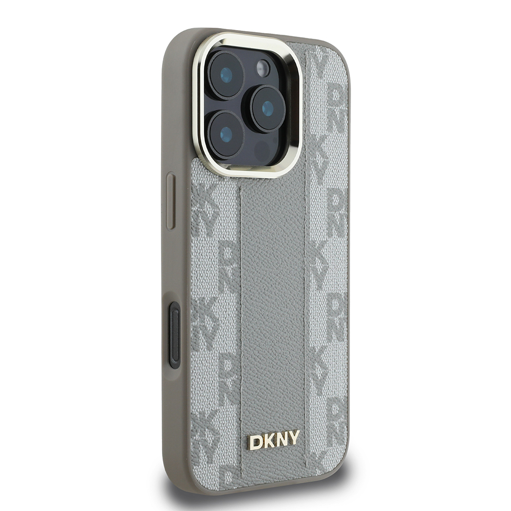 Apple iPhone 16 Pro Uyumlu Kılıf DKNY Orjinal Lisanslı Magsafe Şarj Özellikli 3D Yazılı Checkered Pattern Kapak - 1