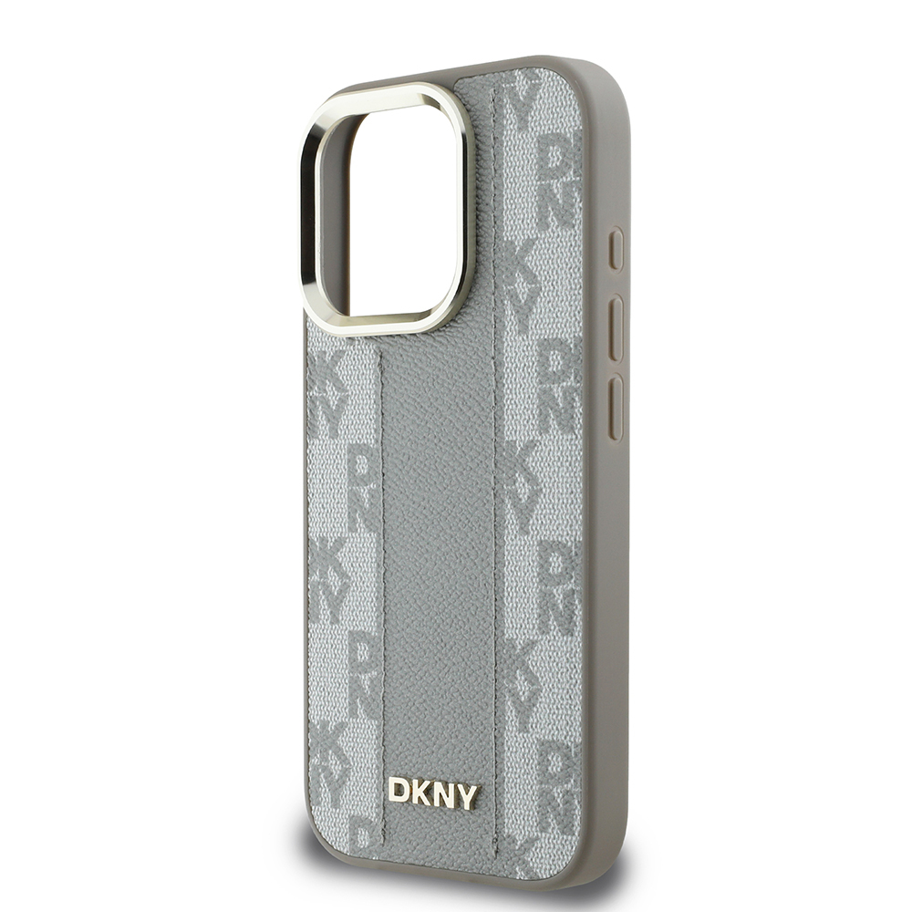 Apple iPhone 16 Pro Uyumlu Kılıf DKNY Orjinal Lisanslı Magsafe Şarj Özellikli 3D Yazılı Checkered Pattern Kapak - 3