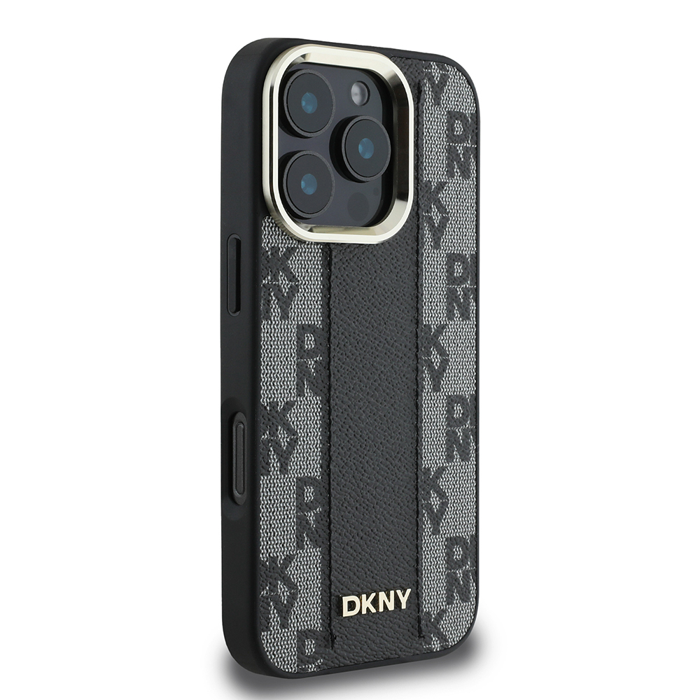 Apple iPhone 16 Pro Uyumlu Kılıf DKNY Orjinal Lisanslı Magsafe Şarj Özellikli 3D Yazılı Checkered Pattern Kapak - 10