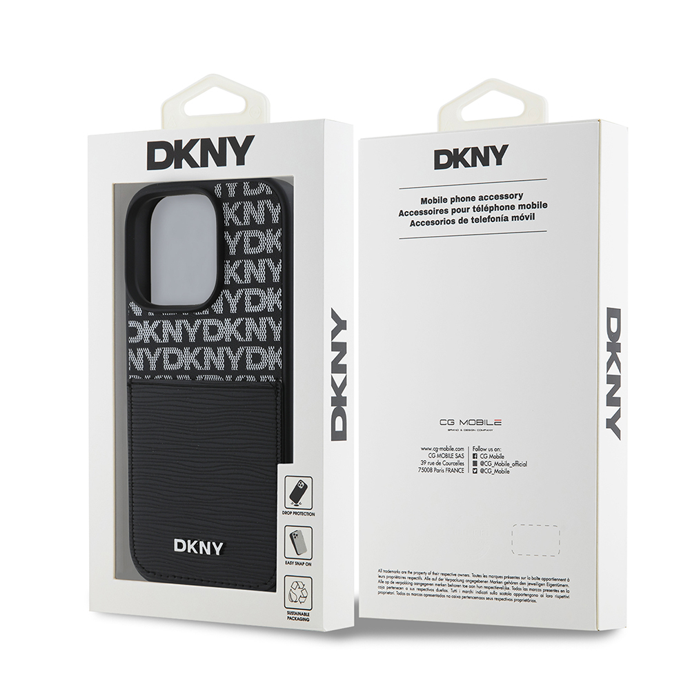 Apple iPhone 16 Pro Uyumlu Kılıf DKNY Orjinal Lisanslı Kartlıklı 3D Yazılı Repeat Texture Pattern Kapak - 7