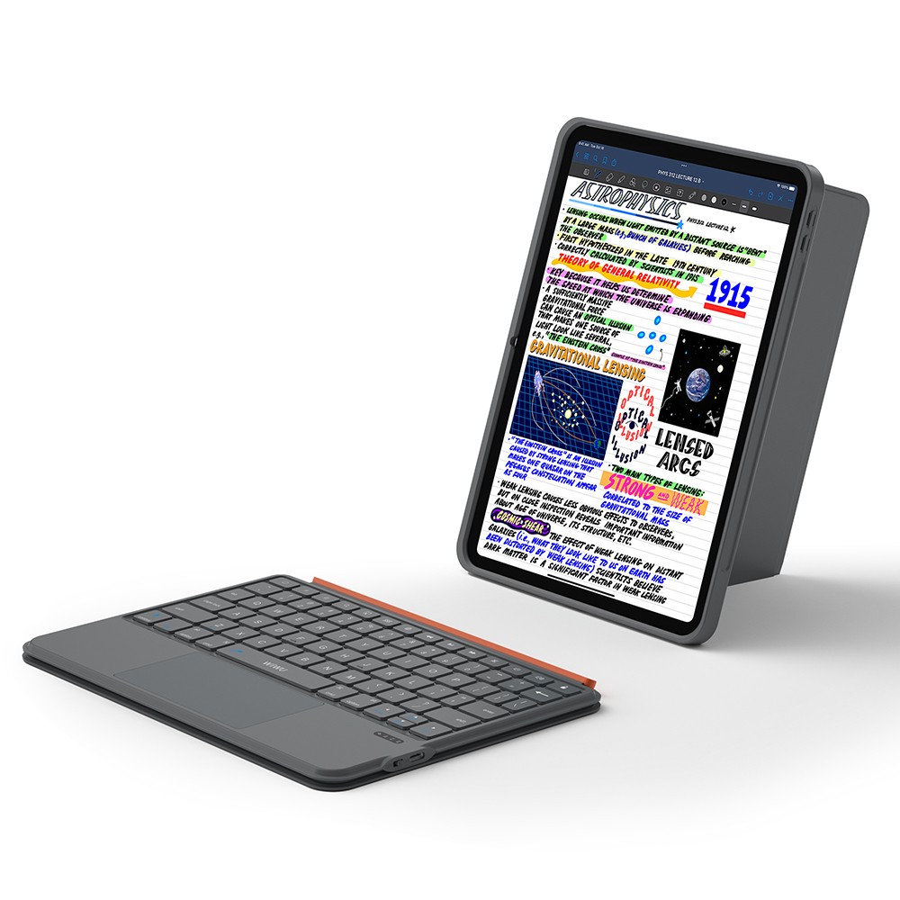 Apple iPad 10.9 2022 Uyumlu (5.Nesil) Wiwu MK-005 Combo 3in1 Kalem Bölmeli Klavyeli Standlı Kılıf - 3