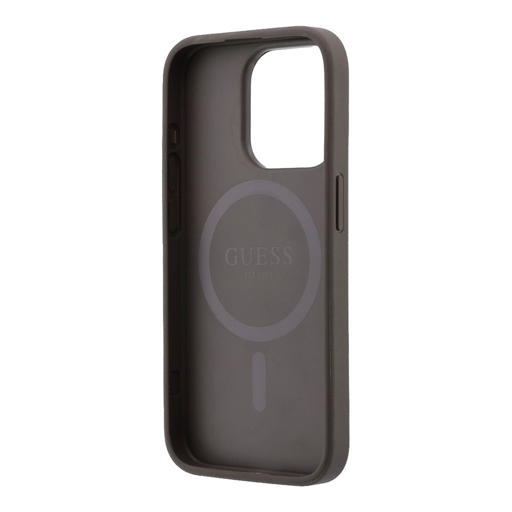 Apple iPhone 15 Pro Uyumlu Kılıf Guess Orjinal Lisanslı M-safe Kabartmalı 4G Desenli Yazı Logolu Kapak - 6