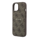 Apple iPhone 15 Uyumlu Kılıf Guess Orjinal Lisanslı M-safe Kabartmalı 4G Desenli Yazı Logolu Kapak - 5