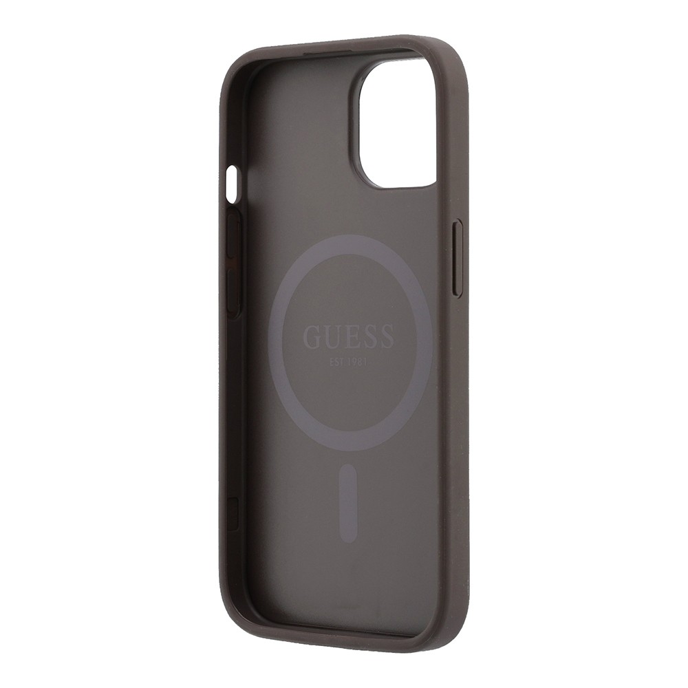 Apple iPhone 15 Uyumlu Kılıf Guess Orjinal Lisanslı M-safe Kabartmalı 4G Desenli Yazı Logolu Kapak - 6
