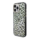 Apple iPhone 16 Pro Max Uyumlu Kılıf Guess Orjinal Lisanslı M-safe Şarj Özellikli Üçgen Logolu Simli Leopar Desenli Kapak - 2