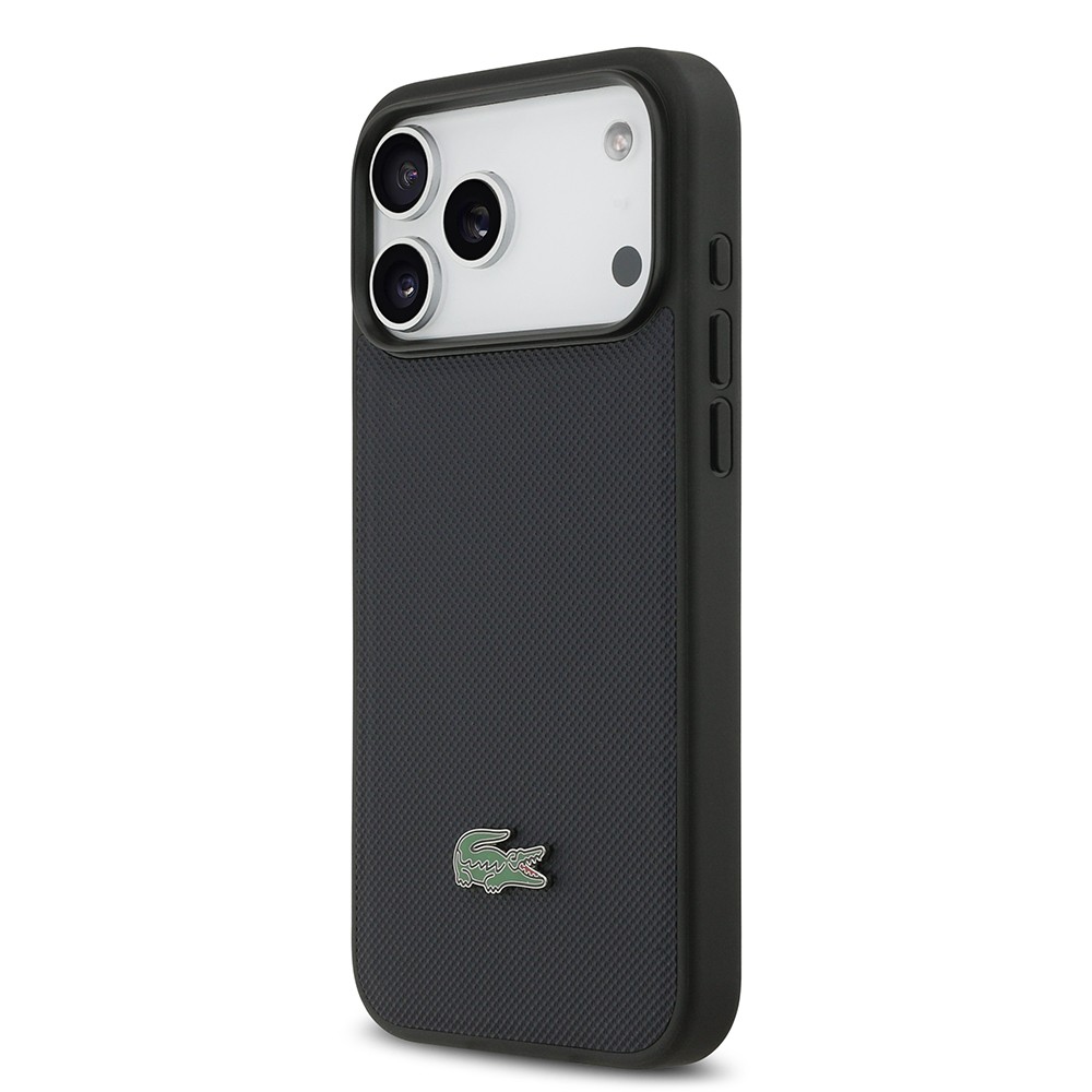 Apple iPhone 17 Pro Max Uyumlu Kılıf Lacoste Orjinal Lisanslı M-safe Şarj Özellikli PU Pike Desenli Metal Logolu Kapak - 1