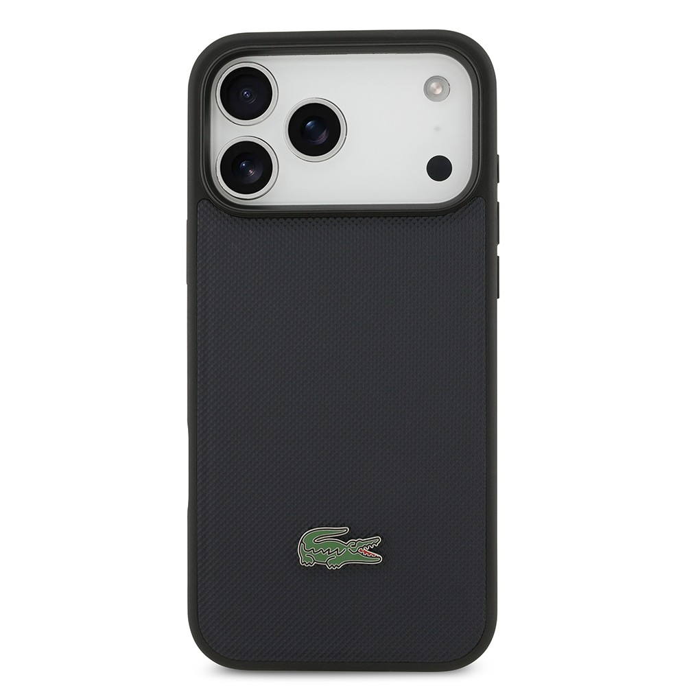 Apple iPhone 17 Pro Max Uyumlu Kılıf Lacoste Orjinal Lisanslı M-safe Şarj Özellikli PU Pike Desenli Metal Logolu Kapak - 2
