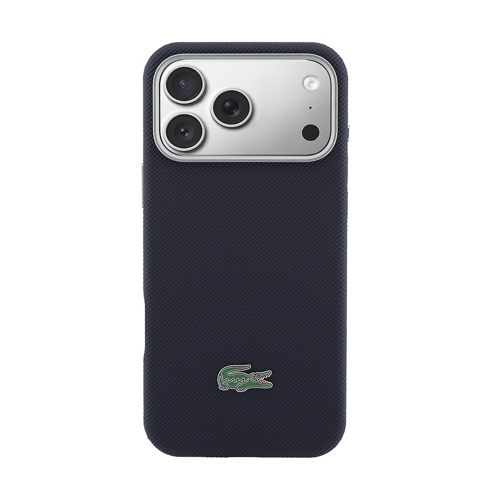 Apple iPhone 17 Pro Max Uyumlu Kılıf Lacoste Orjinal Lisanslı M-Safe Şarj Özellikli PVC Yarı Pike Desenli Arka Yüzey İkonik Timsah Dokuma Logolu Kapak - 2