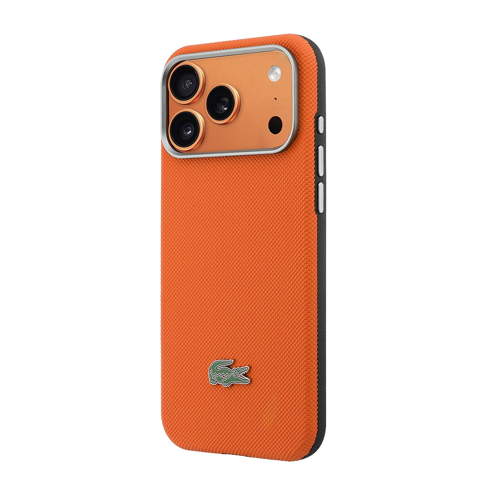 Apple iPhone 17 Pro Max Uyumlu Kılıf Lacoste Orjinal Lisanslı M-Safe Şarj Özellikli PVC Yarı Pike Desenli Arka Yüzey İkonik Timsah Dokuma Logolu Kapak - 1