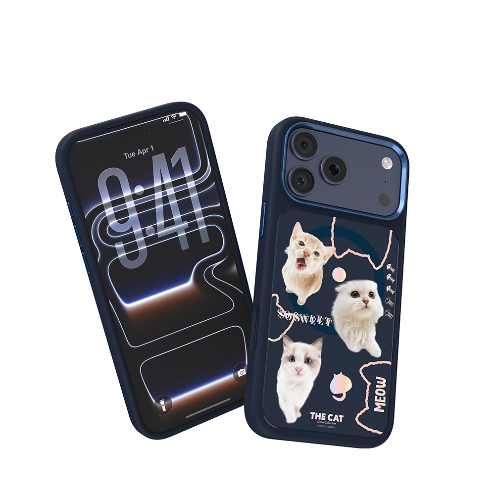 Apple iPhone 17 Pro Max Uyumlu Kılıf M-safe Şarj Özellikli 3D Baskılı Tasarım Mutural The Cat Serisi Kapak - 3