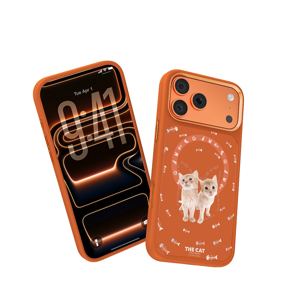 Apple iPhone 17 Pro Max Uyumlu Kılıf M-safe Şarj Özellikli 3D Baskılı Tasarım Mutural The Cat Serisi Kapak - 4