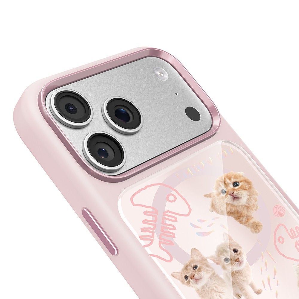 Apple iPhone 17 Pro Max Uyumlu Kılıf M-safe Şarj Özellikli 3D Baskılı Tasarım Mutural The Cat Serisi Kapak - 2