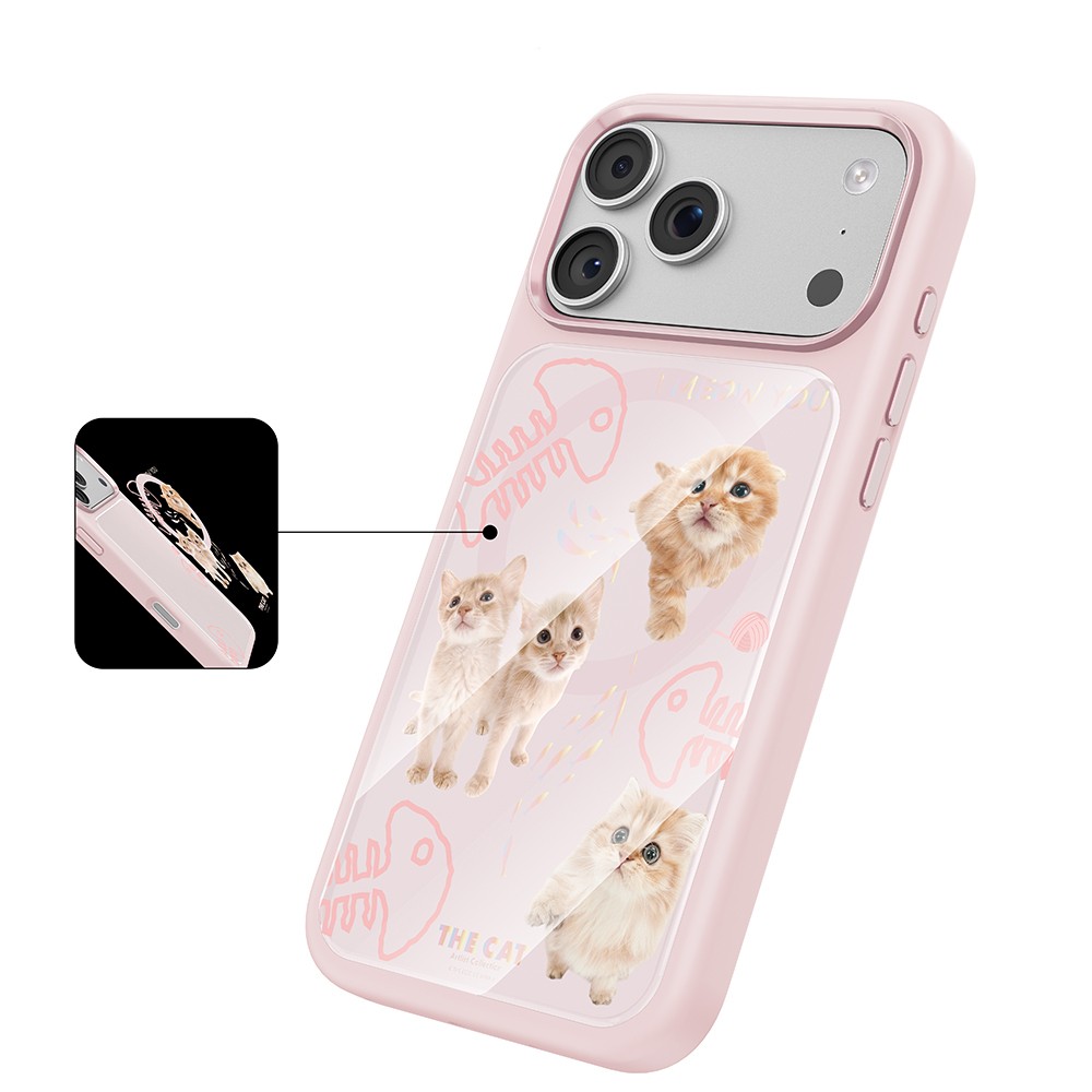 Apple iPhone 17 Pro Max Uyumlu Kılıf M-safe Şarj Özellikli 3D Baskılı Tasarım Mutural The Cat Serisi Kapak - 7