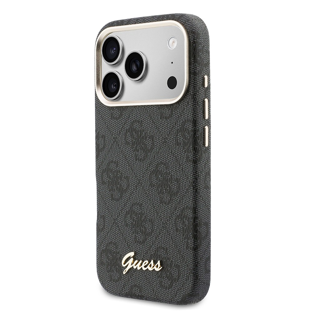 Apple iPhone 17 Pro Uyumlu Kılıf Guess Orjinal Lisanslı M-safe Şarj Özellikli Script Yazı Logolu 4G Desenli Kapak - 1