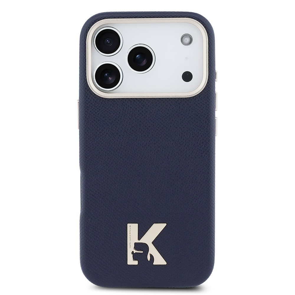 Apple iPhone 17 Pro Uyumlu Kılıf Karl Lagerfeld Orjinal Lisanslı M-safe Şarj Özellikli Gold Kamera Çerçeveli KHEAD Metal Logolu PU Deri Kapak - 2
