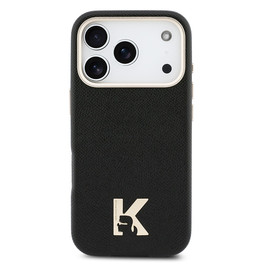 Apple iPhone 17 Pro Uyumlu Kılıf Karl Lagerfeld Orjinal Lisanslı M-safe Şarj Özellikli Gold Kamera Çerçeveli KHEAD Metal Logolu PU Deri Kapak - 2
