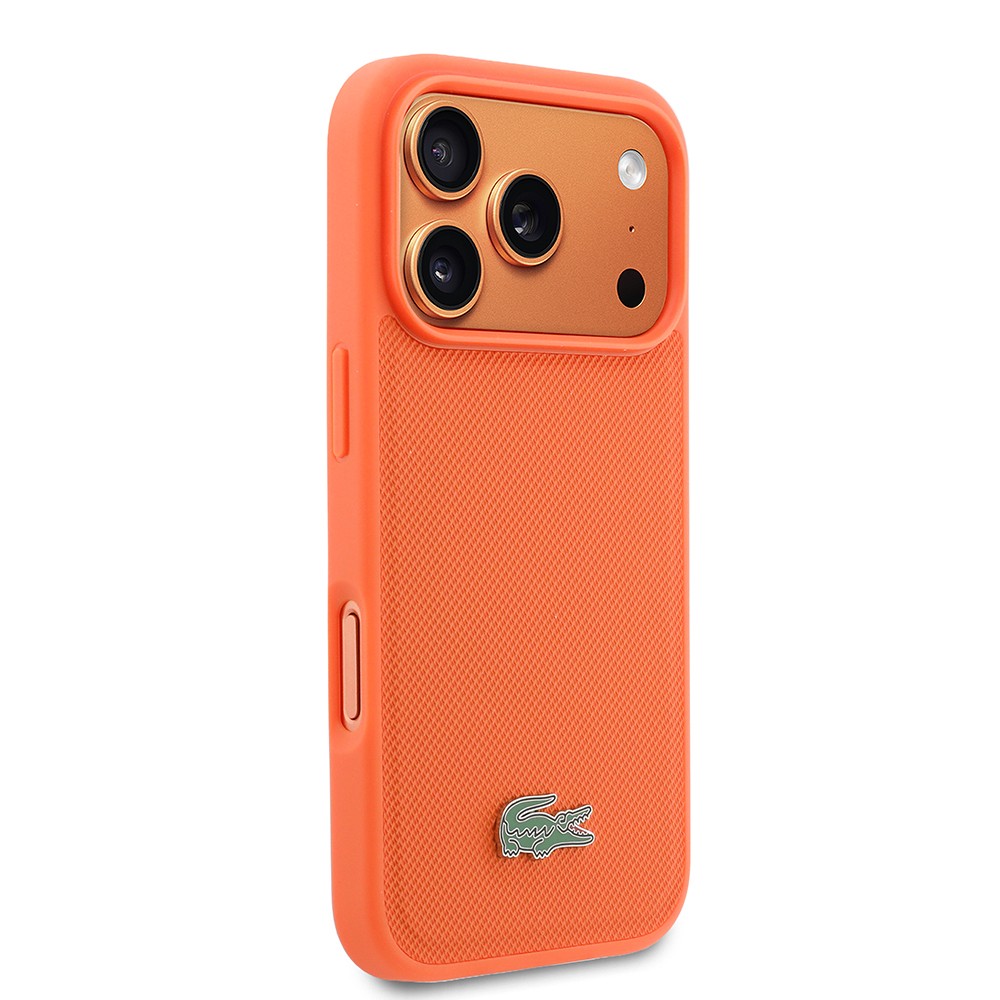 Apple iPhone 17 Pro Uyumlu Kılıf Lacoste Orjinal Lisanslı M-safe Şarj Özellikli PU Pike Desenli Metal Logolu Kapak - 3