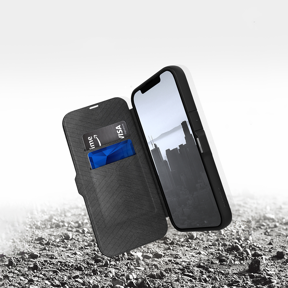 Apple iPhone 13 Uyumlu Kılıf Vegan Deri Tasarımlı Şeffaf Arka Yüzey Kartlıklı Raptic Urban Folio Serisi Kapak - 3