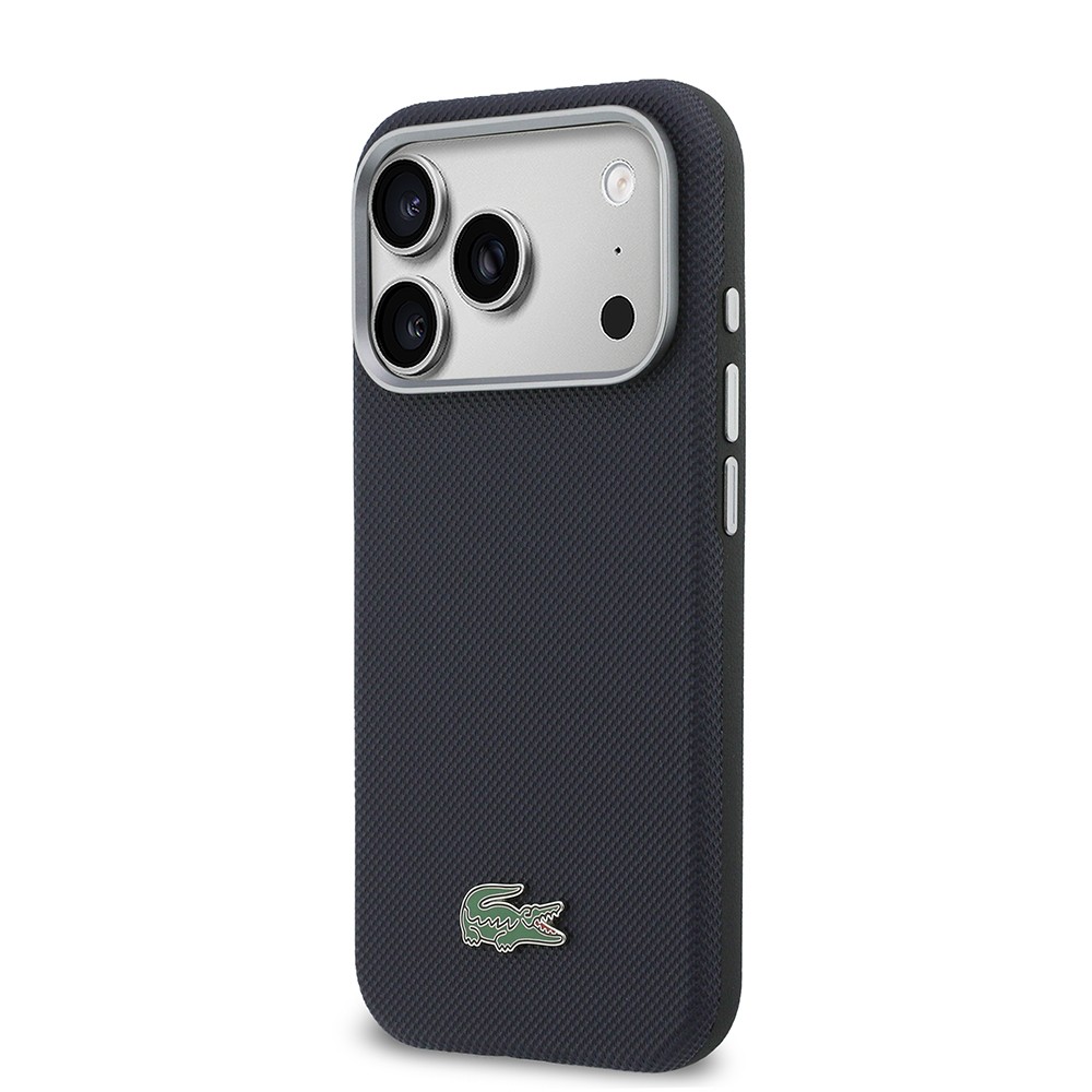 Apple iPhone 17 Pro Uyumlu Kılıf Lacoste Orjinal Lisanslı M-Safe Şarj Özellikli PVC Yarı Pike Desenli Arka Yüzey İkonik Timsah Dokuma Logolu Kapak - 1