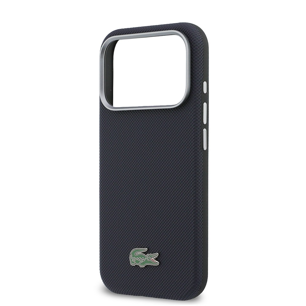 Apple iPhone 17 Pro Uyumlu Kılıf Lacoste Orjinal Lisanslı M-Safe Şarj Özellikli PVC Yarı Pike Desenli Arka Yüzey İkonik Timsah Dokuma Logolu Kapak - 5