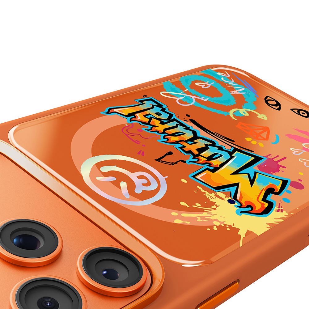 Apple iPhone 17 Pro Uyumlu Kılıf M-safe Şarj Özellikli 3D Baskılı Tasarım Mutural Graffiti Serisi Kapak - 4