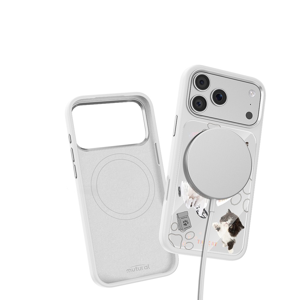 Apple iPhone 17 Pro Uyumlu Kılıf M-safe Şarj Özellikli 3D Baskılı Tasarım Mutural The Cat Serisi Kapak - 6