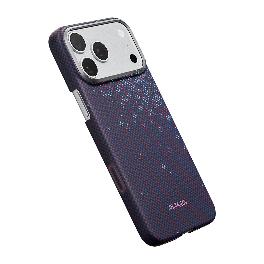 Apple iPhone 17 Pro Uyumlu Kılıf M-safe Şarj Özellikli Aramid Fiber Pitaka Sakura Hours Serisi Kapak - 2