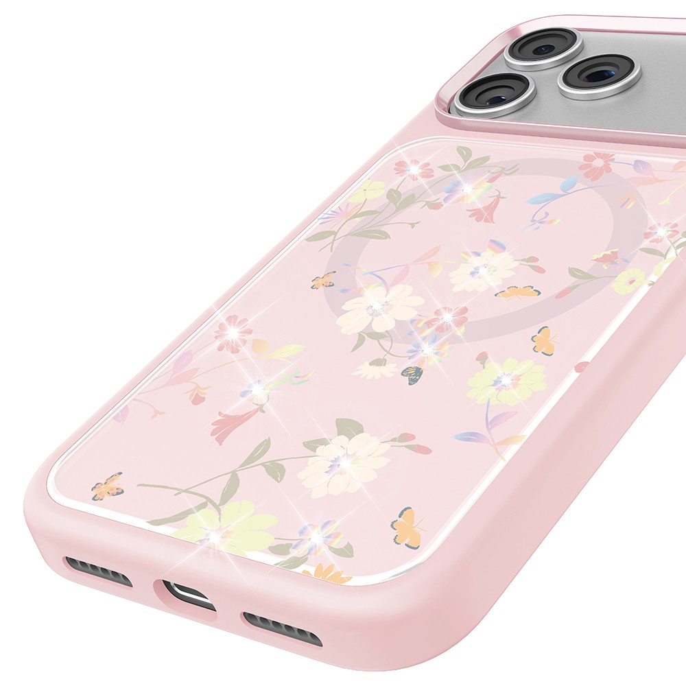 Apple iPhone 17 Pro Uyumlu Kılıf M-safe Şarj Özellikli Çiçek Tasarımlı Mutural Flower Serisi Kapak - 5