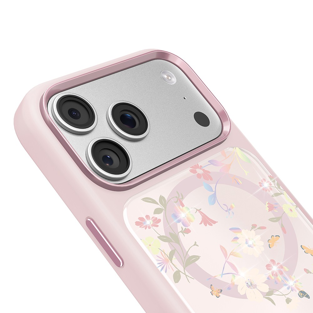 Apple iPhone 17 Pro Uyumlu Kılıf M-safe Şarj Özellikli Çiçek Tasarımlı Mutural Flower Serisi Kapak - 6