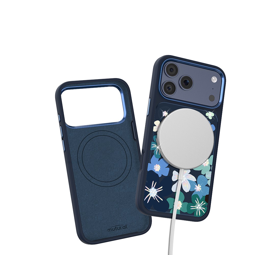 Apple iPhone 17 Pro Uyumlu Kılıf M-safe Şarj Özellikli Çiçek Tasarımlı Mutural Flower Serisi Kapak - 3