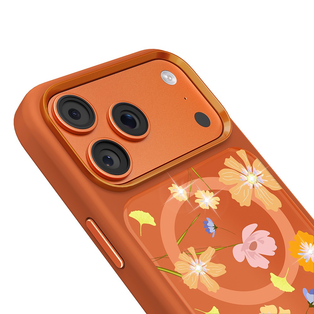 Apple iPhone 17 Pro Uyumlu Kılıf M-safe Şarj Özellikli Çiçek Tasarımlı Mutural Flower Serisi Kapak - 6