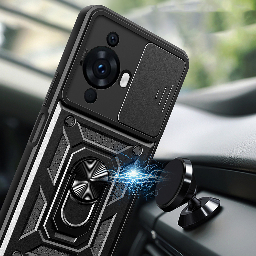 Huawei Nova Uyumlu 12S Kılıf Magnetik Standlı Kamera Korumalı Zore Sürgülü Vega Kapak - 4