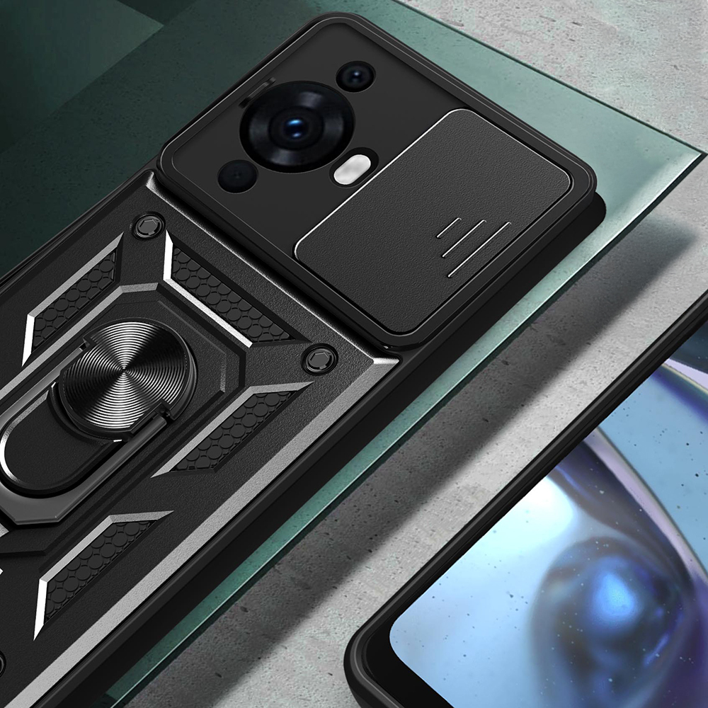 Huawei Nova Uyumlu 12S Kılıf Magnetik Standlı Kamera Korumalı Zore Sürgülü Vega Kapak - 5