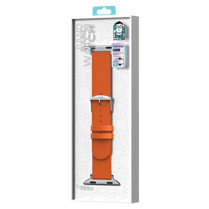 Apple Watch 7 45mm Uyumlu Benks Vintage Genuine Leather Serisi Deri Kordon Strap Kayış - 6