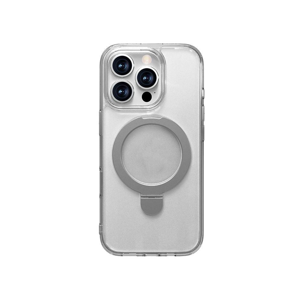 Apple iPhone 16 Pro Uyumlu Kılıf Magsafe Şarj Özellikli Raptic Air Stand Serisi Buzlu Transparan Tasarımlı Standlı Kapak - 3