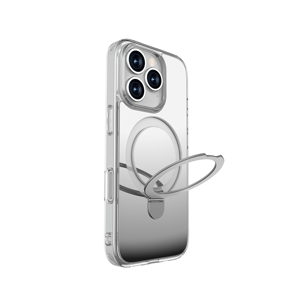 Apple iPhone 16 Pro Uyumlu Magsafe Şarj Özellikli Kılıf Raptic Air Stand Serisi Aynalı Arka Yüzey Standlı Kapak - 3