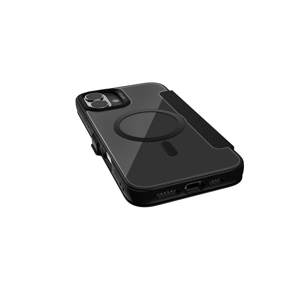 Apple iPhone 16 Uyumlu Kılıf Magsafe Şarj Özellikli Vegan Deri Tasarımlı Şeffaf Arka Yüzey Kartlıklı Raptic Urban Folio Serisi Kapak - 3