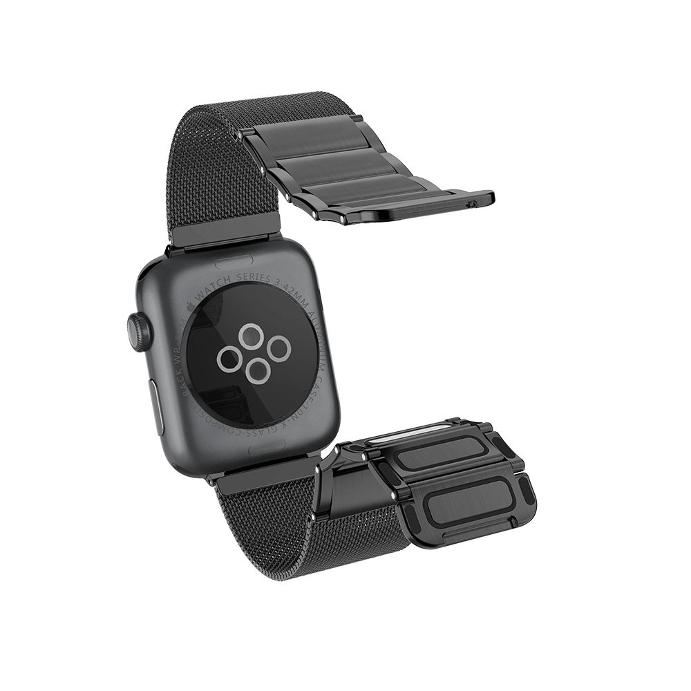 Apple Watch 7 45mm Uyumlu Raptic Classic Plus Serisi Magnetik Metal Hasır Kordon - 1