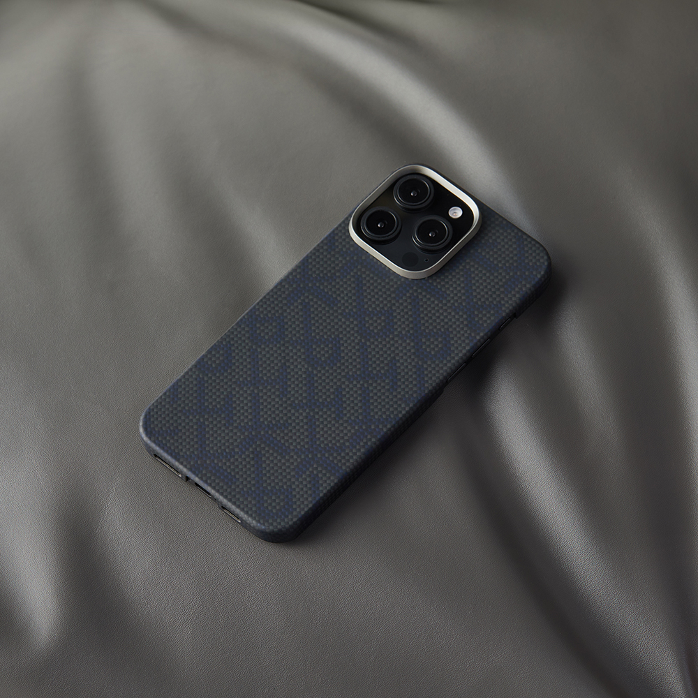 Apple iPhone 16 Pro Uyumlu Kılıf MagSafe Şarj Özellikli Aramid Fiber Pitaka Tactile Woven Monogram Serisi Kapak - 10