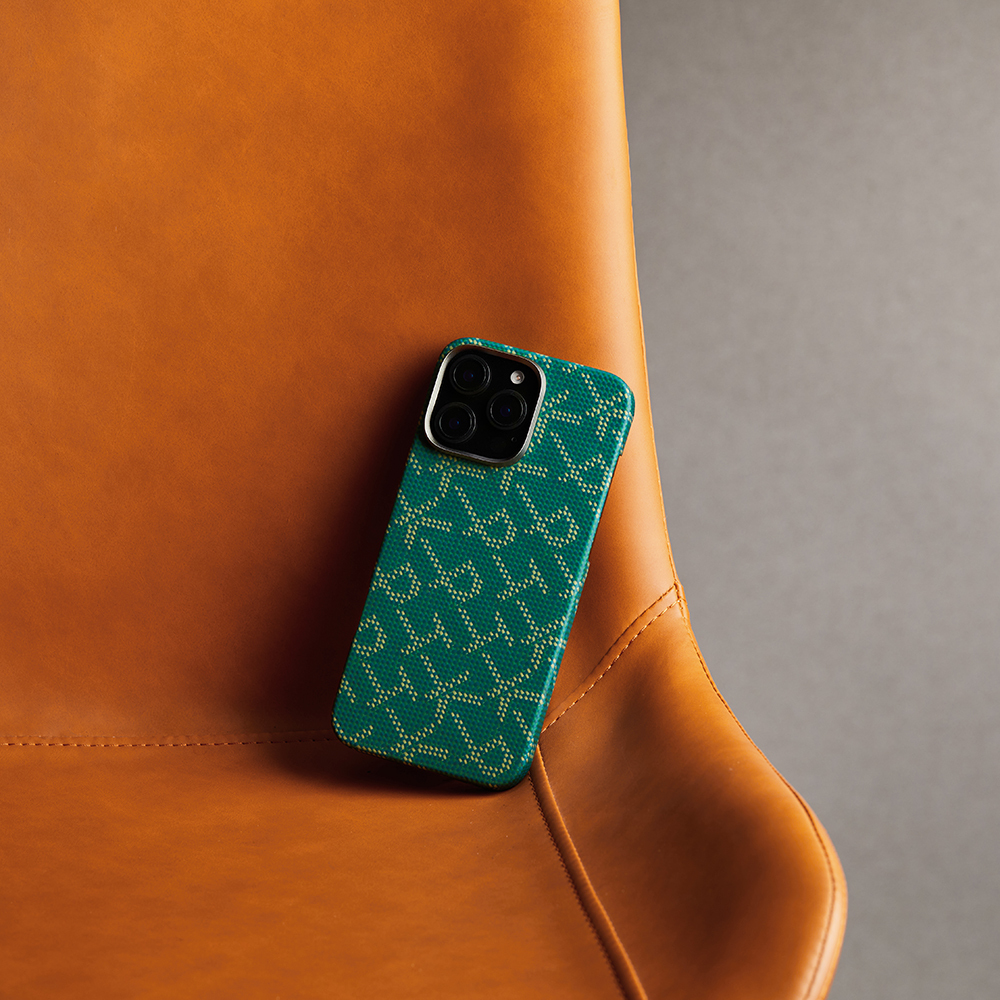 Apple iPhone 16 Pro Uyumlu Kılıf MagSafe Şarj Özellikli Aramid Fiber Pitaka Tactile Woven Monogram Serisi Kapak - 11