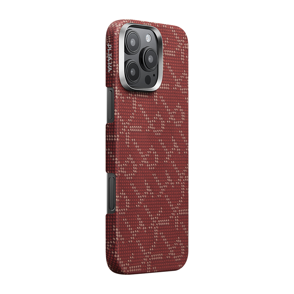 Apple iPhone 16 Pro Max Uyumlu Kılıf MagSafe Şarj Özellikli Aramid Fiber Pitaka Tactile Woven Monogram Serisi Kapak - 8