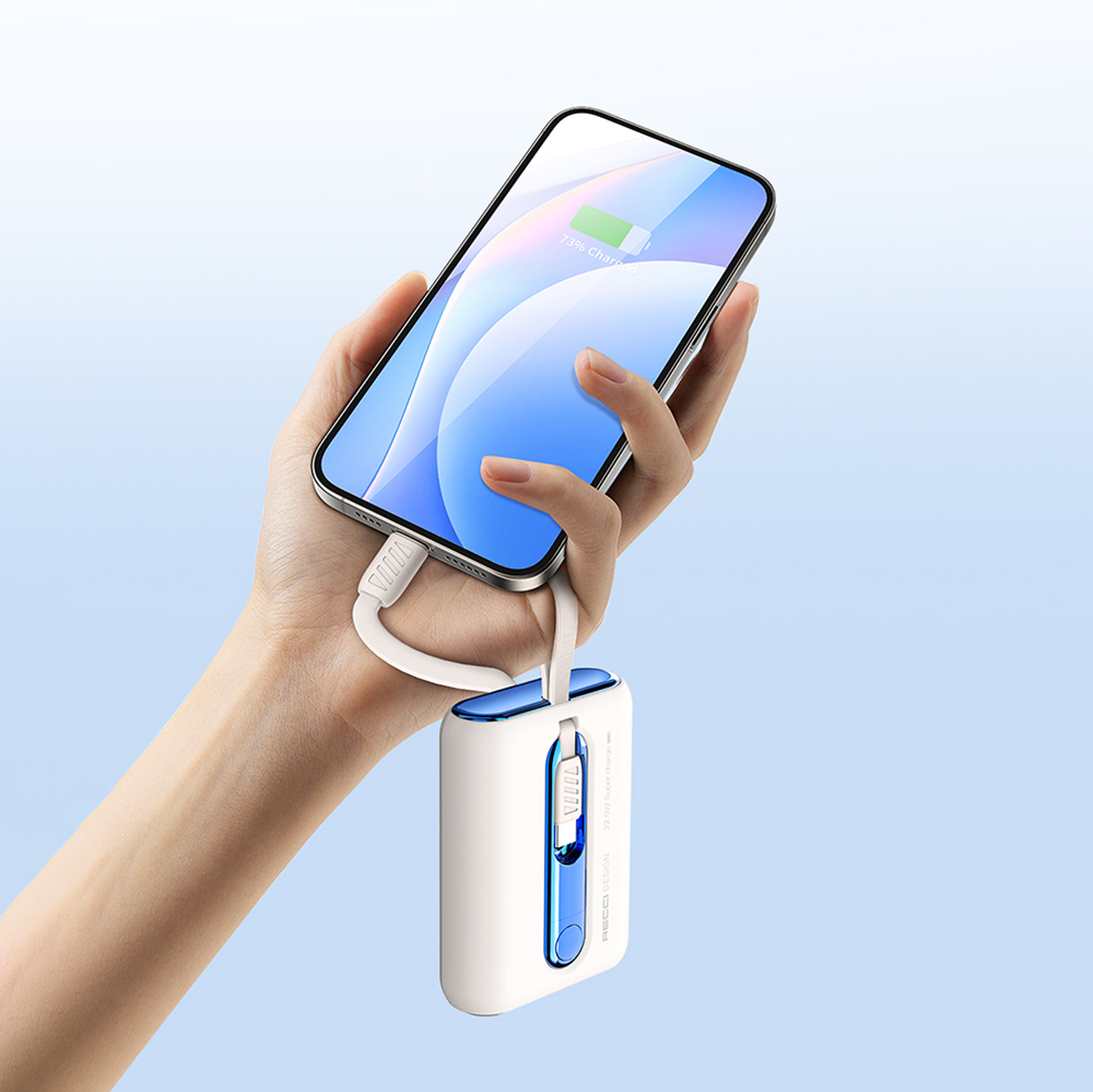 Recci RPB-P12C PD 20W Askı İpli Hızlı Şarj Özellikli Type-C Kablolu Powerbank 22.5W 9000mAh - 10