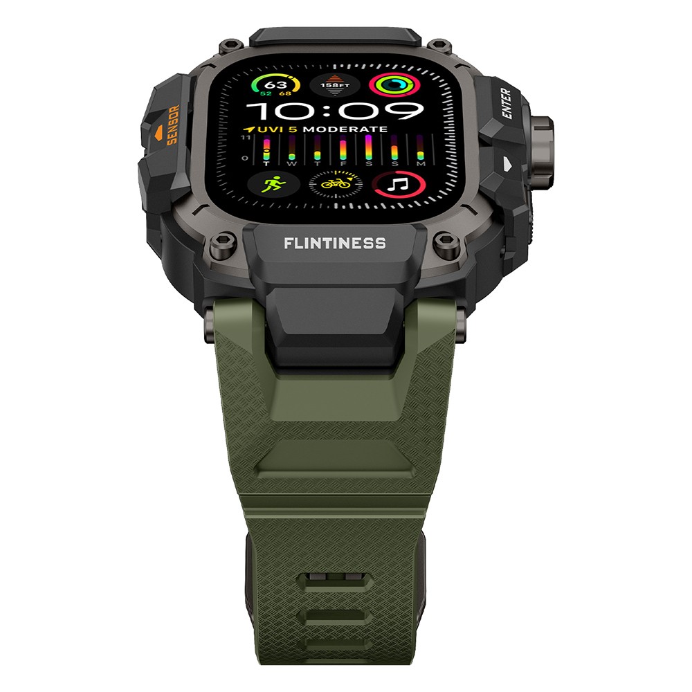 Apple Watch Ultra 49mm Uyumlu Mohseven iWatch Punk Fortress Serisi Kasa Koruyuculu Silikon Kordon - 2