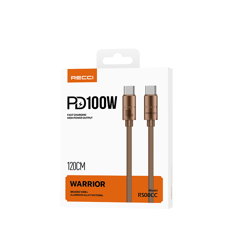 Recci RS08CC Warrior Serisi Type-C to Type-C 100W Hızlı Şarj Özellikli Data ve Şarj Kablosu 1.2M - 3