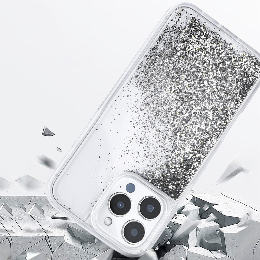 Apple iPhone 14 Pro Max Uyumlu Kılıf Sıvılı Simli Şeffaf Arka Yüzey Zore Keto Silikon Kapak - 4