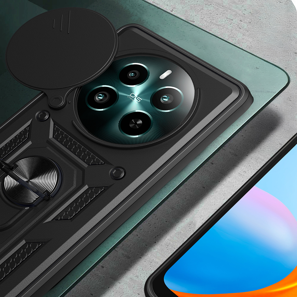 Realme 12 Plus Kılıf Magnetik Standlı Kamera Korumalı Zore Sürgülü Vega Kapak - 4