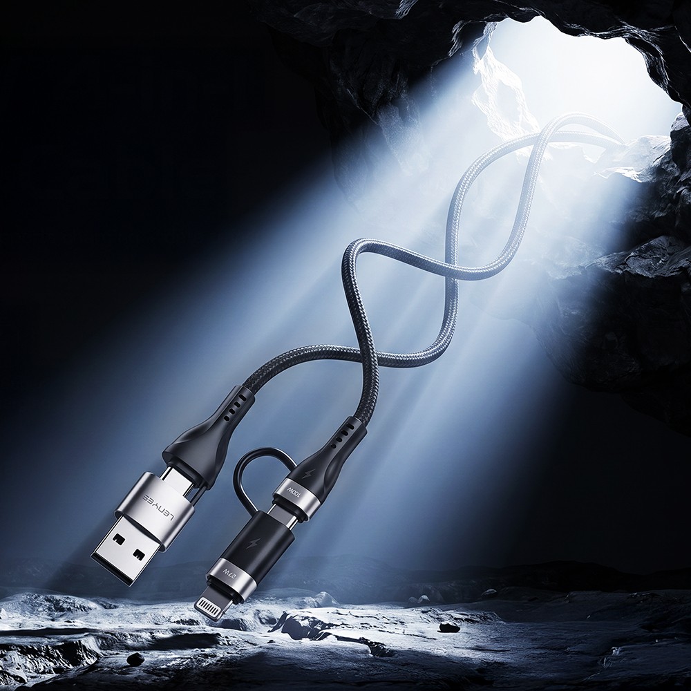 Lenyes LC568 4in1 USB-A - Type-C + Type-C to Lightning Data ve Şarj Kablosu 100W 1M - 1