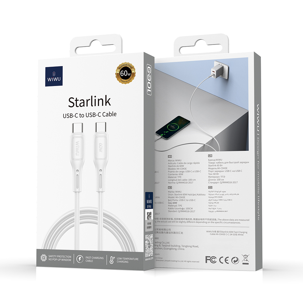 Wiwu Wi-C043E Starlink Serisi Type-C to Type-C Hızlı Şarj Özellikli Data ve Şarj Kablosu 60W 1M - 4